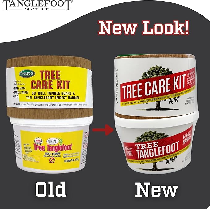 Tanglefoot Tree Care Kit – Sticky Tree Wrap & Applicator | Non-Toxic Outdoor Barrier for Crawling Insects | Includes 15oz Tree Tanglefoot, 3" x50' Tree Wrap & Applicator Tool