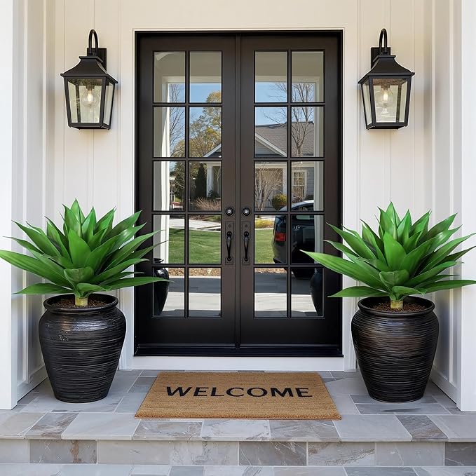 Ivydale Fake Plants, 2 Pcs 28" Agave Artificial Plants Outdoor UV Resistant Faux Outdoor Plants, Large Artificial Plants Outdoor Realistic Greenery for Porch Planter Patio Yard Garden Indoor
