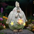 Leekung Solar Chicken Garden Statue with LED Lights for Outdoor Decoration,Chicken Statue Sculpture Yard Decorations, Outdoor Animal Figurine Gifts for Garden Patio Lawn Backyard Farmhouse