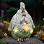 Leekung Solar Chicken Garden Statue with LED Lights for Outdoor Decoration,Chicken Statue Sculpture Yard Decorations, Outdoor Animal Figurine Gifts for Garden Patio Lawn Backyard Farmhouse