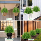 Yangrass Artificial Outdoor Fern Topiary Trees with Ground Spikes, Set of 2 Lifelike Faux Greenery Bush Fake Shrubs Indoor, UV Resistant Artificial Fern Plants for Front Porch Patio Garden Decor