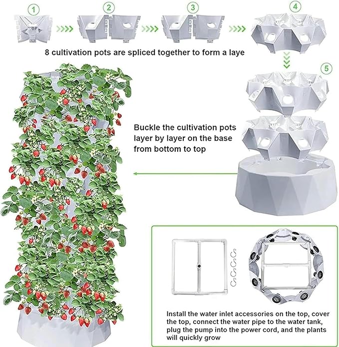 FLTRGO Hydroponic Garden Tower, Vertical Hydroponic Indoor Growing System,Hydroponic Tower Growing Sytem, Multi-Layer Grow Tower for Grow Herbs, Fruits, Vegetables,10floors