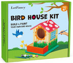 LotFancy Bird House Kit, DIY Wooden Birdhouse Kits, Arts and Crafts Painting Kits for Kids Ages 4+, Build and Paint, Including Paints & Brushes