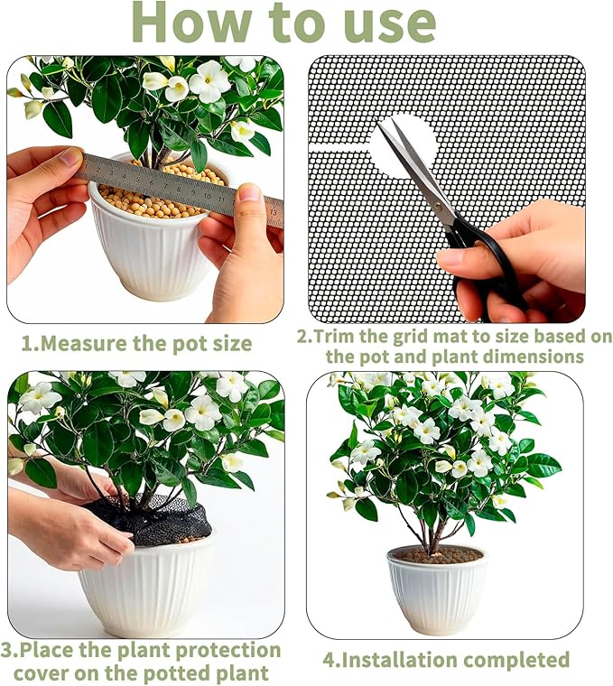 6 Pcs 11.8 Inch Plant Pot Grid Covers, Plant Protectors from Animals, Cuttable Soil Protectors for Potted Plants, Pet & Animal Digging Deterrent, Reusable Plant Covers for Indoor Outdoor Garden