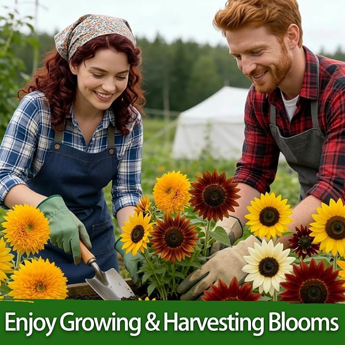 LUOJIBIE Sunflower Seeds 5 Varieties Mixed, 1500+ Sunflower Seeds for Planting 2026, High Germination Non-GMO, Wildflower Seeds for Planting Indoor Outdoor, Open Pollinated