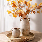 Dobbyby Ceramic Flower Small Vase 6 inch Farmhouse Rustic Vase Decorative Pottery Terracotta Vases for Home Decor Table Mantle Fireplace Living Room Bathroom Wedding Centerpiece