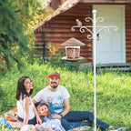 Bird Feeder Pole for Outdoors Heavy Duty Squirrel Proof, 2 Pack 63 Inch Adjustable Tall Shepherds Hooks for Outdoor with 7 Prongs Base, Double Shepherd Hooks (2 Pack White, 63 Inch)