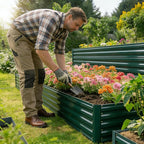 GARDMAX 8x4x2FT Galvanized Raised Garden Bed Kit, Metal Planter Boxes Outdoor with Easy Assembly, Large Garden Bed for Vegetables, Fruits, Flower, Herbs Rectangle Dark Green