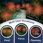 Solar Garden Lights Outdoor, 2 Pack 120 LED Twinkling Firework Lights Decorative with 2 Modes, Outdoor Waterproof Solar Starburst Light for Outside Yard Pathway Garden Decor, Orange