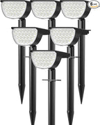 GKGG Solar Lights Outdoor Waterproof IP65, Solar Powered 76 LED 3 Lighting Modes Solar Spot Lights Outdoor for Yard Garden Landscape Pathway (Cool White, 6 Pack)