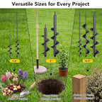 Auger Drill Bit for Planting Set of 5, 1.6x9 & 1.6x16.5 & 2.6 * 16.5" & 3 * 12" & 3 * 16.5" - Compatible with 3/8" Hex Drive Drill for Planting Bulbs, Bedding Plants, Post Holes, Mixing Soil