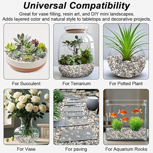 River Rocks,Landscaping Pebbles,Decorative Ornamental Pebbles,Garden Landscaping Stones,Gravel Filler for Home Decoration Flower Bed Fish Tank Plants Vases Succulents (Natural, 10 Pounds)