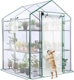 Quictent Essential Walk-in Greenhouse for Outdoors, 56x56x77 inch Portable 3-Tier 4-Shelf Garden Hot House Kit with Plastic Cover for Winter Seed Starting Plant Protection Backyard Patio, Clear
