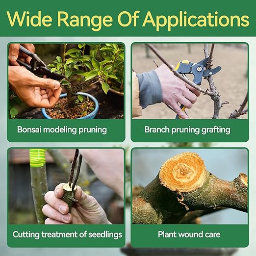 Tree Wound Sealer, 300g Pruning Sealer, Grafting Wax with Brush Tree Trunk Paint Protection Rapidly Form Protective Film for Damaged Trees Bark Repair Pruning Seal Fruit Tree Maintenance, Green