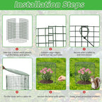 6 Pack Dark Green Plant Protectors, 11.8×15.7in Round Garden Fence Cages with Lid, Keep Rabbits, Squirrels & Pets Away, Includes Stakes, Zip Ties & Gloves for Easy Setup