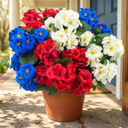 Hananona 6 Pcs Artificial Geranium Flowers for Outdoors Geranium Silk Flowers Outdoor UV Resistant Plants Faux Patriotic Flowers for 4th of July Home Kitchen Table Centerpieces Decor (6, RedWhiteBlue)