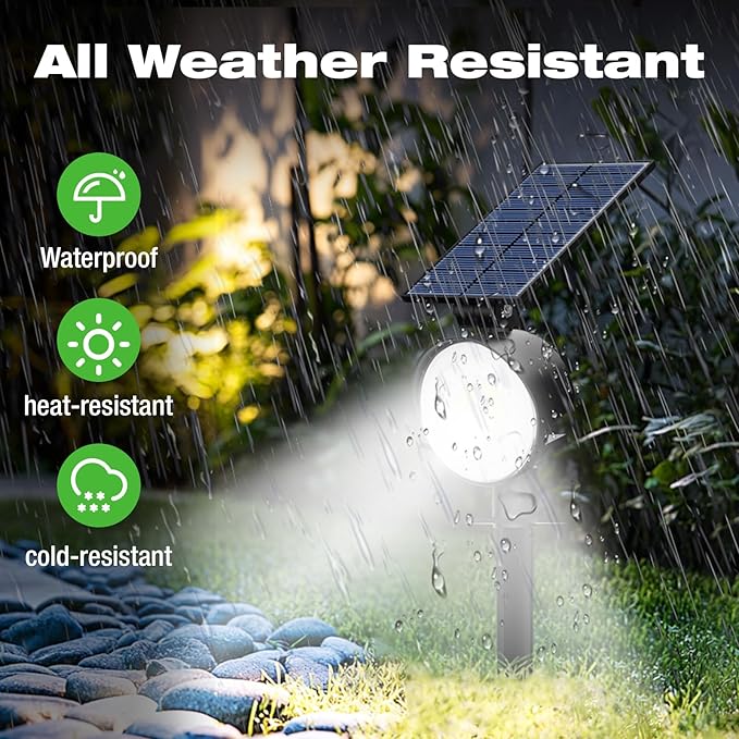 nipify 12 Pack Solar Spot Lights Outdoor Waterproof with 3 Modes, Solar Spotlight Light for Outside Yard Landscape Lighting Pathway Lights Wall, Cool White