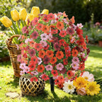 Alupssuc 2Pcs 20" Artificial Topiary Ball Flowers for Outdoors Planters, Spring Decoration with Spike, UV Resistant Faux Summer Plants, Fake Bushes Indoor Decor, Mix 4 Colors for Garden, Porch & Patio