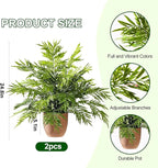 2 Pack Artificial Fern Plants in Pots Artificial Boston Ferns Potted Plants Faux Fern Bush Plant Shrubs Greenery for Outdoor Indoor Porch Patio Farmhouse Garden Living Room Office Table Decor (Type 3)