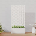 Casaphoria Metal Raised Garden Bed with Trellis, 59"x30"x12" Planter Box for Climbing Plants, Vegetables & Vines, Features Drainage Holes and Privacy Screen, White-Square
