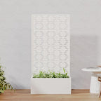 Casaphoria Metal Raised Garden Bed with Trellis, 59"x30"x12" Planter Box for Climbing Plants, Vegetables & Vines, Features Drainage Holes and Privacy Screen, White-Square