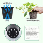 Augshy 50 Pcs 0.5 Gallon Black Plastic Plant Nursery Pots 6 Inches Seed Starting Pots Containers with 50 Labels
