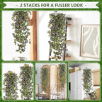 2-Pack Fake Hanging Plants, Faux Hanging Plant Artificial Greenery for Living Room Bedroom Boho Wall Shelf Indoor Outdoor Decor (Purple Feather Leaf)