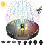 Solar Powered Fountain 4W Bird Bath Fountains Pump Upgraded Glass Panel Fountains with Color LED Lights 7 Nozzles & 4 Fixers for Garden Small Pond Outdoor Swimming Pool Fish Tank