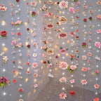 Suncalla 6 Pcs 35.4ft Hanging Flowers Garlands Backdrop Lighted Floating Fake Wildflower Vines LED Floral Garland Ceiling for Spring Wedding Bridal Shower Birthday Graduation Party(Fresh,Pink)