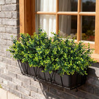 17 Inch Artificial Plants Outdoor Faux Shrubs Eucalyptus Boxwood Grass UV Resistant Fake Plant Greenery Decor for Indoor Window Garden Patio Pathway Front Porch Home Decor（12 Bundles,Green）