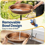 VIVOHOME Oval Bird Bath for Outside, Outdoor Birdbath Bowl with Metal Ground Stake, Weather-Resistant ABS Bird Bath and Feeder for Garden, 1.3 Gallons, Bronze