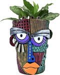 Midogaigai Abstract Face Planter Pots for Plants,Hand-Painted Colorful Flower Pots with Drainage, Indoor Outdoor Garden Decor Gift(Classic,Small)
