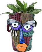 Midogaigai Abstract Face Planter Pots for Plants,Hand-Painted Colorful Flower Pots with Drainage, Indoor Outdoor Garden Decor Gift(Classic,Small)