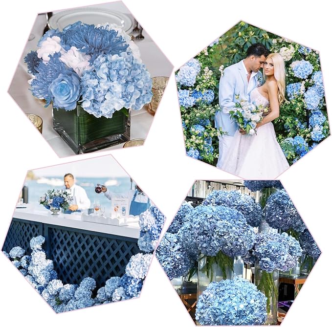 Coferset Baby Blue Hydrangea Artificial Flowers 3pcs Lifelike Faux Hydrangea Real Touch Artificial Flowers for Outdoors Home Wedding Christmas Office Party Living Room Decoration,22inch