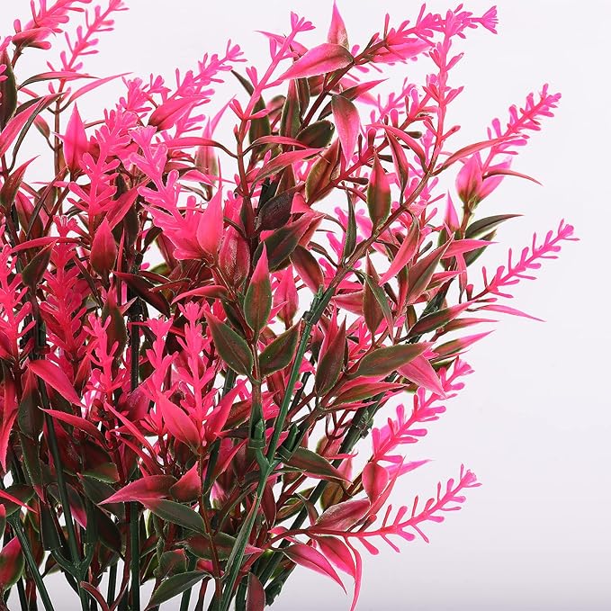 Artificial Plants Outdoor Artificial Lavender Flowers 20 Bundles Outdoor UV Resistant Fake Flowers No Fade Faux Plastic Plants Garden Porch Window Box Decorating,Spring Decorations for Home(Pink)