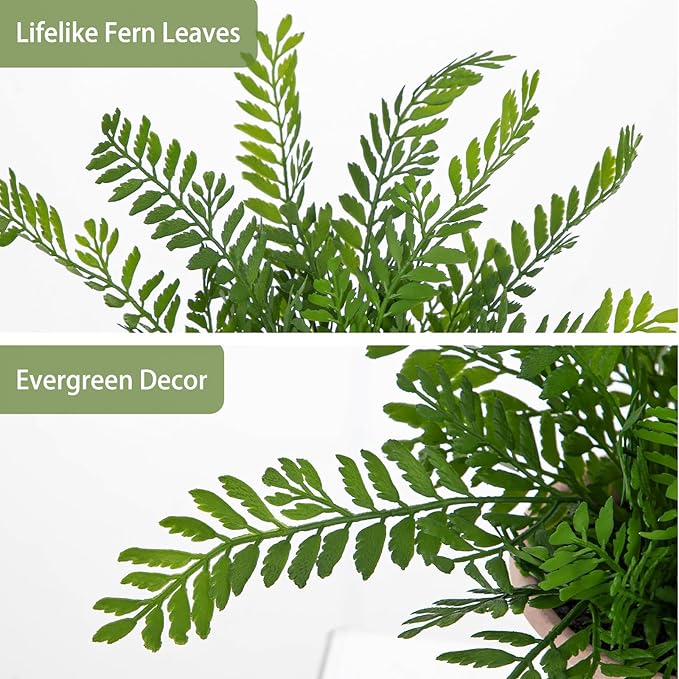 Artificial Fern Potted Plant, 10" Small Fake Plants in Pot, Faux Fern Plant for Home Office Farmhouse Living Room Bathroom Kitchen Tabletop Desk Shelf Decoration