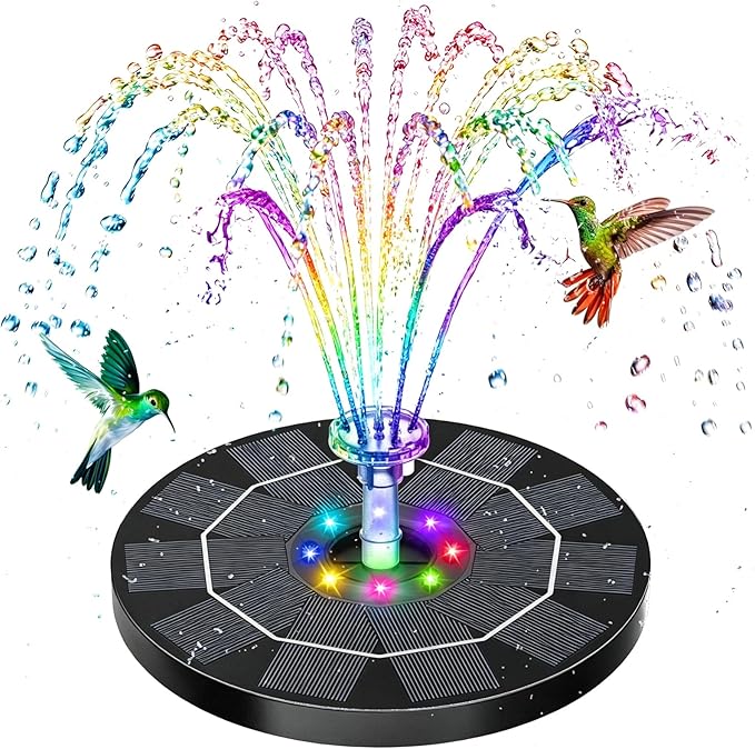 AISITIN Crystal Ball Solar Fountain Pump, 3.5W Water Pump with 3000mAh Battery for Overnight Use (Up to 8H), LED Light Up Bird Bath Fountain Decoration for Garden, Pond, Outdoor