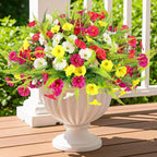 Artificial Flowers for Outdoors 12 Bundles Artificial Petunias Fake Flowers UV Resistant Shrubs Plants with Fern for Indoor Outside Hanging Planters Home Garden Spring Summer Decorations