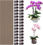 50Pcs Plant Stake and Clips Set, Adjustable Bendable Garden Stakes for Tall Plants | Durable Plant Sticks for Pots, Flowers, Vines | Indoor & Outdoor Use | Brown Gardening Supplies
