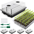 YAUNGEL Seed Starting Trays, XL Thicken Seed Starter Tray Kit with Humidity Dome Durable Growing Trays for Greenhouse & Gardens, 4 Pack 160 Cells, Black