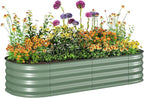 Outsunny 5' x 2' x 1' Galvanized Raised Garden Bed Kit, Outdoor Metal Elevated Planter Box with Safety Edging, Easy DIY Stock Tank for Growing Flowers, Herbs & Vegetables, Green