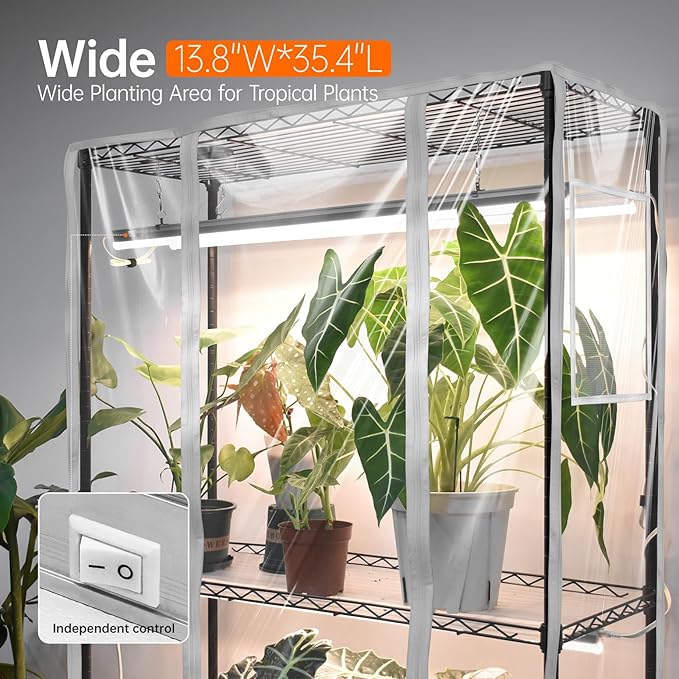 Bstrip Indoor Greenhouse with Grow Light, Indoor Greenhouse Cabinet with 6 Pack 90W Grow Lights with Timer, Mini Green House for Indoor Plant, Seed Starter, Seeding, 35.4"x13.8"x70.8"