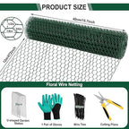 West Bay 39.4Ft x 16In Plant Protectors from Animals, Plant Cages for Outdoor Plants, Chicken Wire Netting to Keep Animals Out, Metal Mesh Plant Protector with Ground Stakes, Nylon Ties & Pliers