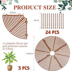 Sawysine 3 Pcs Plant Pot Cover Plant Protector from Animal Flower Pot Grid with Center Cutout Flower Cover Soil Protectors(Coffee,11.8 in)