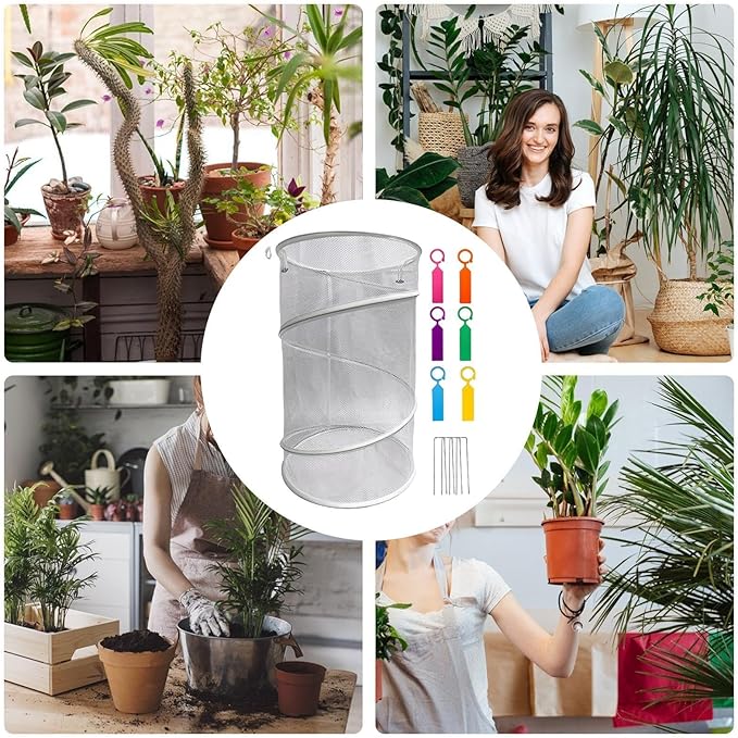Plant Protectors from Animals | Round Reusable Foldable Breathable Mesh Protector | Garden Plant Net | for Winter Freezing Frost Season Flower Pot Planter Patio Porch Walkway Pathway Courtyard Farm