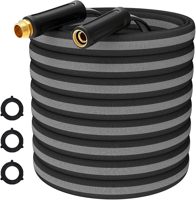 75ft Garden Hose Lightweight Flexible Water Hose, Abrasion Resistant, Kink Free, Durable Sturdy Hoses 2025 Up Graded Thicken Waterhose 700 PSI for Outdoor, RV, Marine (Black Gray, 75FT)