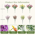SHareconn 24 Bundles Artificial Flowers for Outdoors Decoration, Faux Plants Fake Silk Colorful Daisy Eucalyptus Lavender, UV Resistant for Outside Home Porch Indoor Spring Decor, RedRosyPurpleYellow