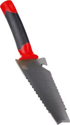 Root Slayer 16011 Garden Trowel with Serrated Blade for Digging and Root Cutting, Heavy Duty Steel Hand Tool, Red