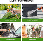 Giraffe Tools 100FT Garden Hose, 5/8" Lightweight Lay Flat Water Hose, No-Kink, Flexible Gardening Hose with Male to Female Aluminum Fitting, Customizable-Length Hose Pipe for Yard