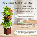 Hydroponics Tower Growing System Kit, Vertical Garden Indoor Outdoor, Up to 35 plants,Lettuce Grow Tower & Timer, Smart Indoor Growing System for Kitchen, Balcony, Apartment Herbs & Vegetables